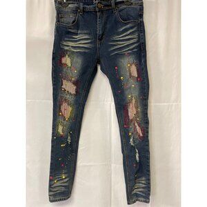 Switch Remarkable Men's Blue paint splatter Jeans/ Slim Taper fit 34x32 SKU 4364